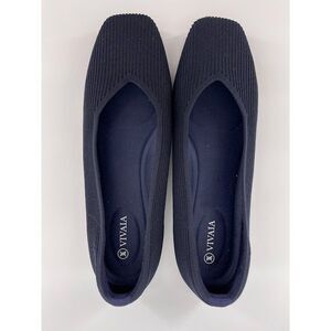 VIVAIA Women's Navy Knit Flats - Comfortable Slip-On Loafers